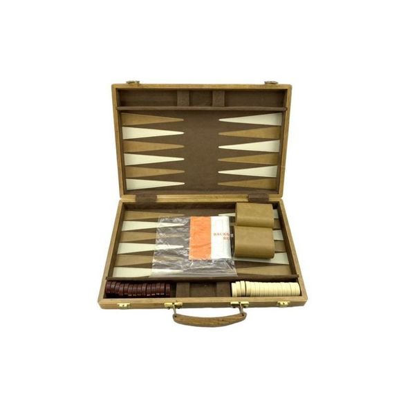 Vintage Wooden Case Backgammon Set - No Dice - All Other Pieces Included - Picture 3 of 6
